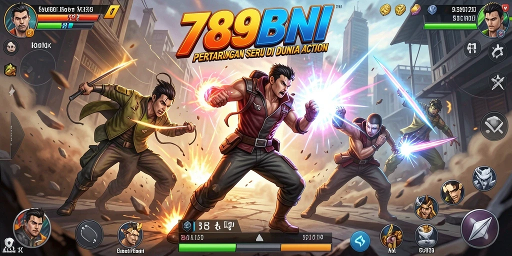 Screenshot permainan 789BNI menampilkan aksi pertempuran yang intens.