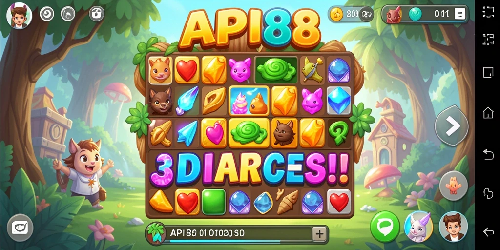 Tampilan menawan permainan Match-3 API88 dengan efek visual menarik.