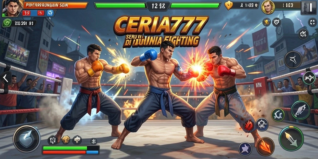 Tampilan gameplay CERIA777 menampilkan pertarungan yang mendebarkan dan karakter yang menawan.