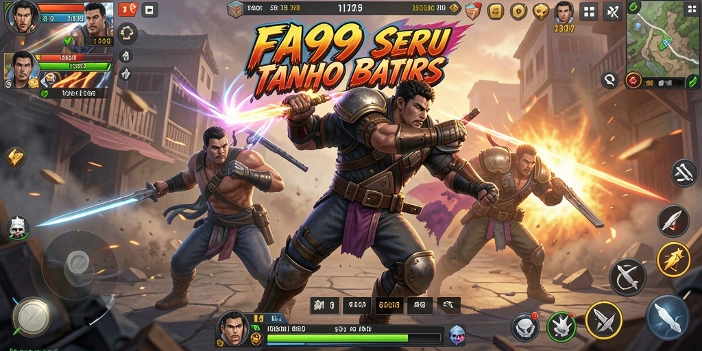Tangkapan layar gameplay FA99 yang menunjukkan karakter bertarung dengan intens.