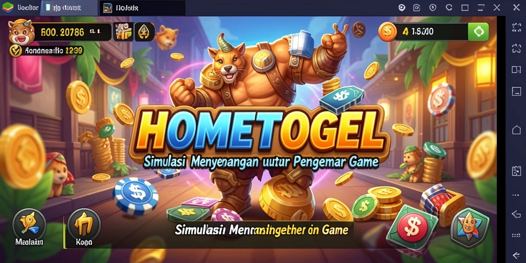 Tampilan gameplay HOMETOGEL menampilkan simulasi interaktif yang menarik.