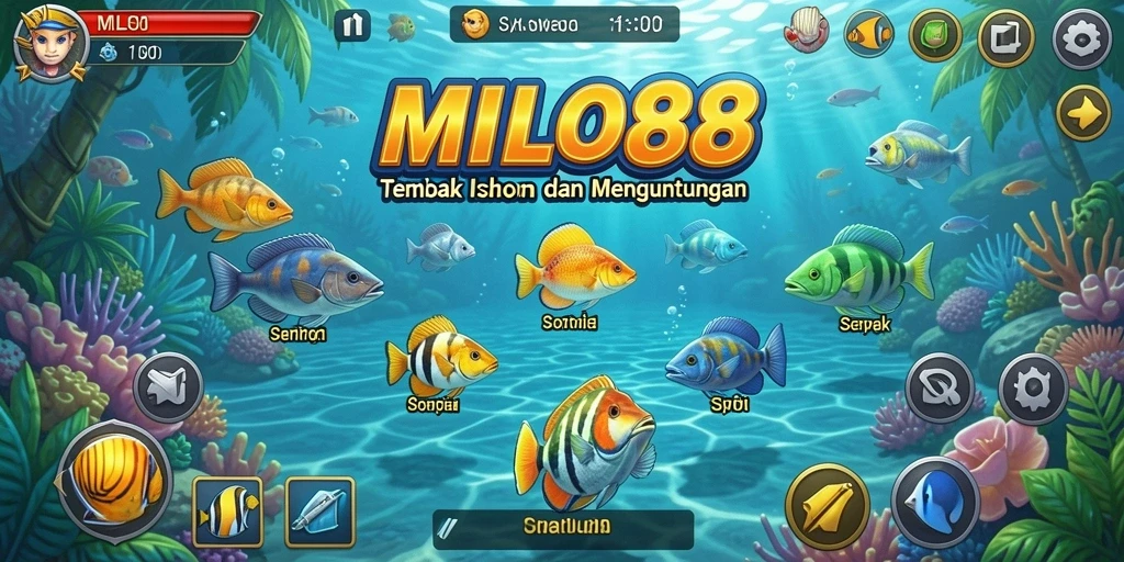 Gameplay seru di MILO88 memperlihatkan aksi menembak ikan.