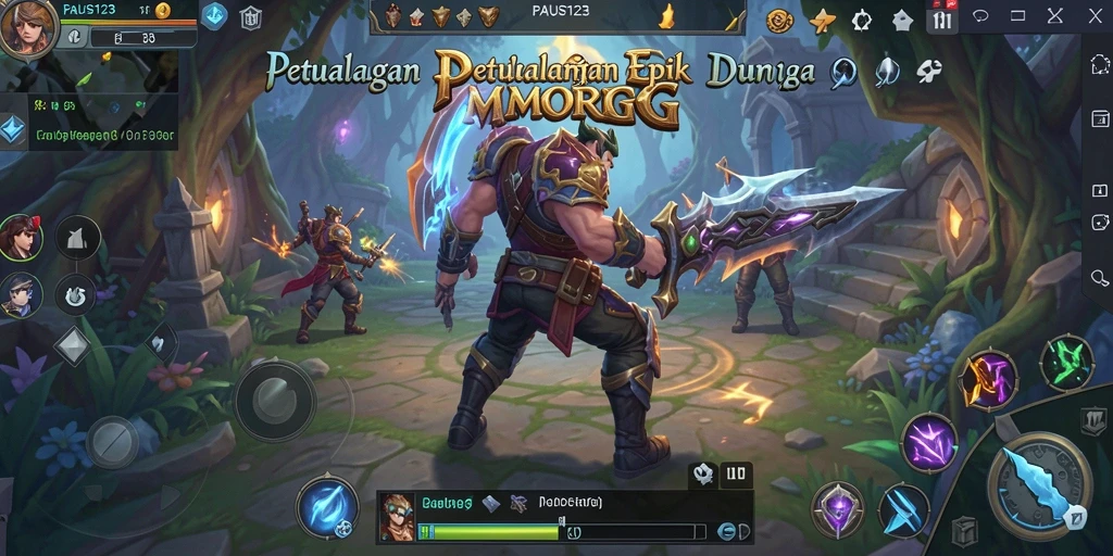 Screenshot utama PAUS123 menampilkan aksi seru dalam gameplay MMORPG.