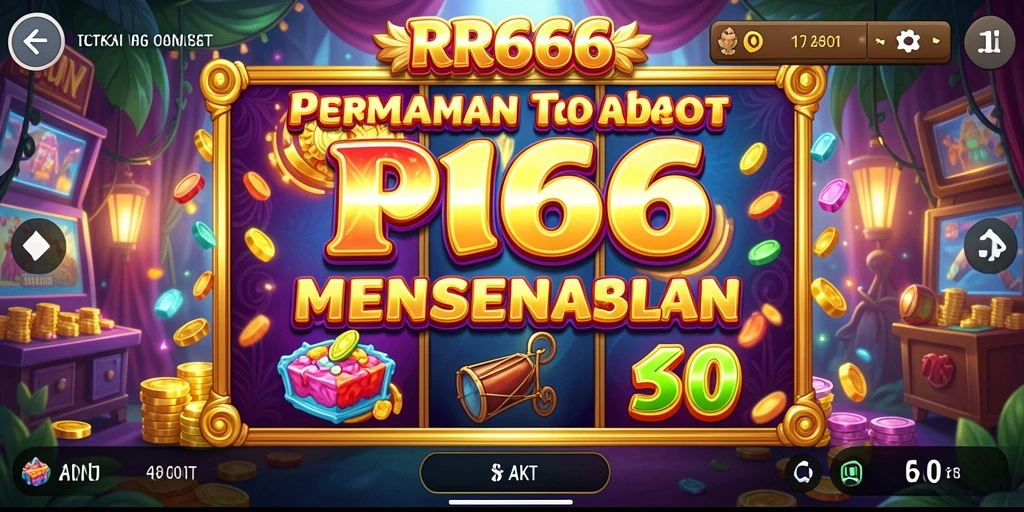 Tampilan gameplay menarik dari RR666 dengan simbol slot yang berwarna-warni.