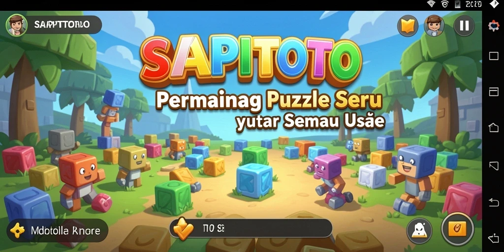 Tampilan gameplay tingkat tinggi dalam SAPITOTO, penuh tantangan puzzle.