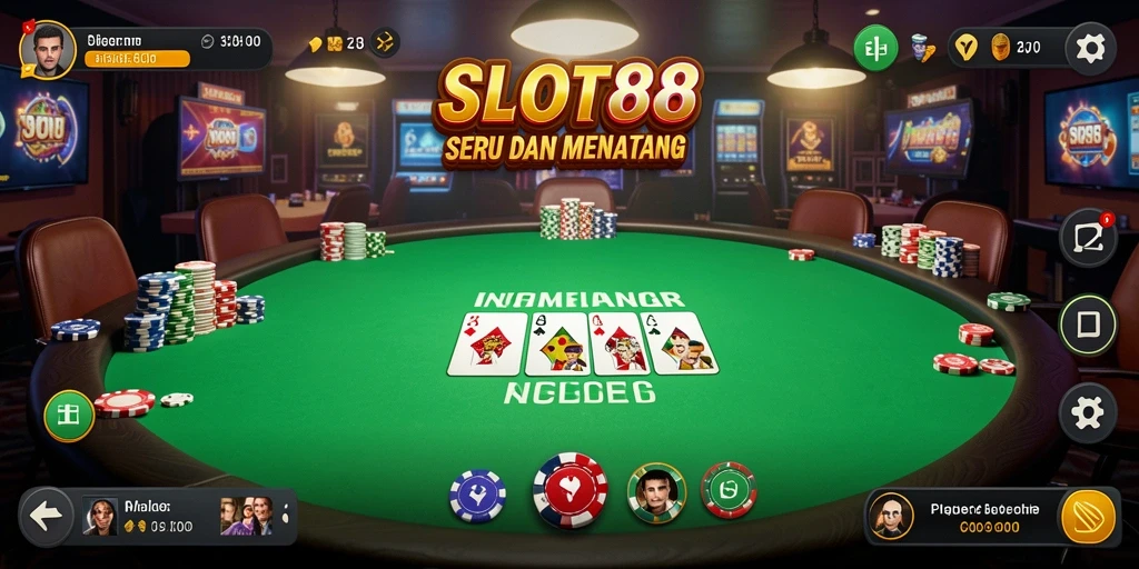 Tampilan gameplay SLOT88 dengan suasana Poker yang mendebarkan.