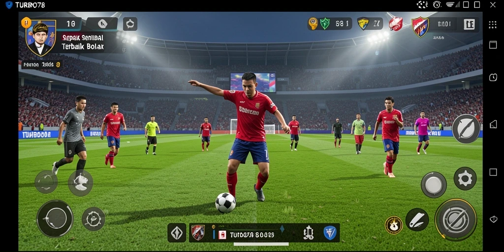 Screenshot menunjukkan aksi seru dalam pertandingan sepak bola.