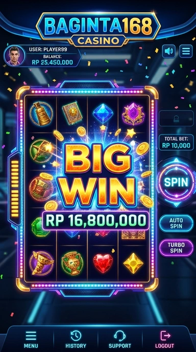 Tampilan aplikasi baginta168 yang ramah pengguna dan intuitif.